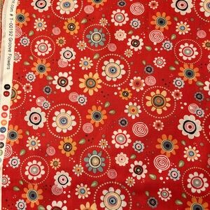 Vibrant Red Floral Fabric by adornit 2 yards